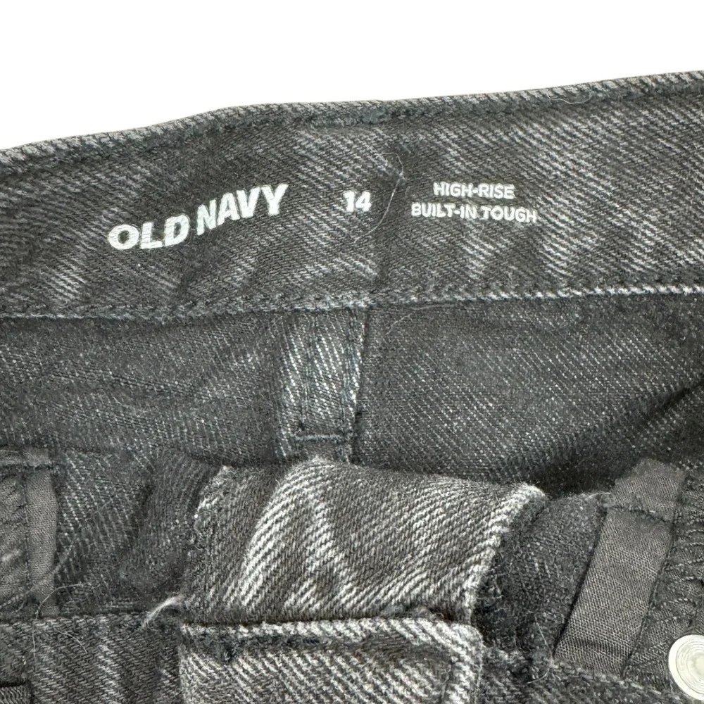 Old Navy Shorts Girls 14‎ Adjust Black Denim High Rise Slouchy Straight Raw Hem